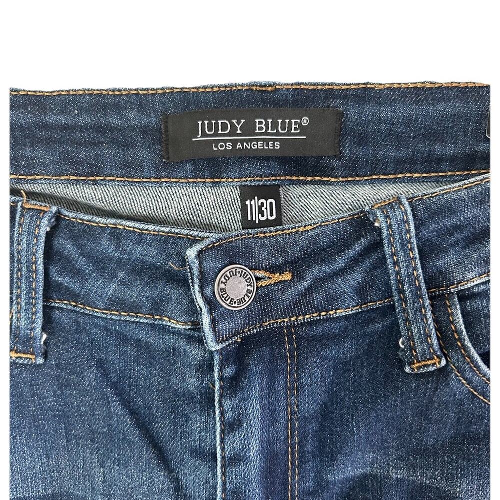Judy Blue Dark Blue Wash Slim Bootcut Stretch Jeans Side Slit Womens Sz 11/30 - Picture 5 of 9